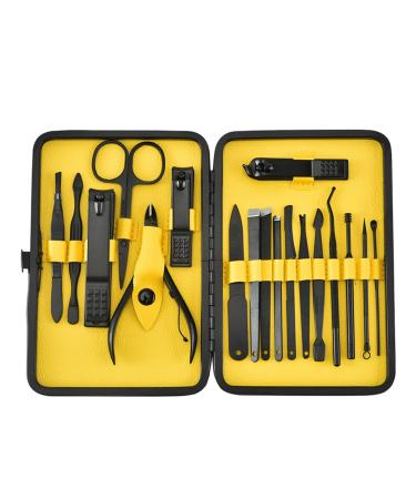 ZSLBMD 18-Piece Black Nail Clipper Set Manicure Clipper Beauty Set 15.5*8CM Svart