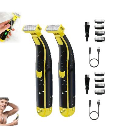 Stellaya Shaver Stellaya Dull Body Washed and Dry Shaver Full Body Washed Wet and Dry Shaver 2 Pcs Stellaya Mens Shaver Waterproof Rechargeable with 4 Types of Limited-Length Combs (2)
