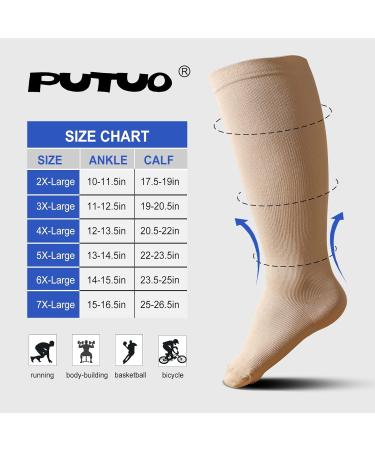 Plus Size Compression Sock For Men and Women: Graduated Compression Stockings for Support Flight Travel Running Pregnancy Sports Edema Nurses Athletic 20-30 mmHg 1Pairs Beige L-XL - Buy Online on GoSupps.com