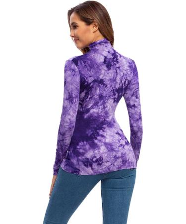 Women's Mock Turtleneck Fitted Underscrub Tee - Violet Purple | Long Sleeve/Sleeveless | Size Small - Buy Online on GoSupps.com