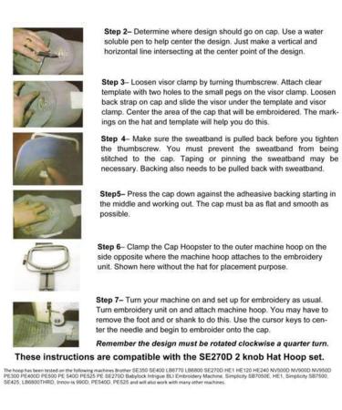Embroidery Cap Hoop for Brother SE400 950D PE500 LB6800PRW - 950D PE500 HE1 Simplicity SB7500 SE425 Innov-is 990D - Buy Online on GoSupps.com
