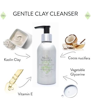 Nature's Intervention - Facial Clay Cleansing Lotion - 99% Natural - Unscented pH 5.5 for Sensitive Skin. Gently Cleanse Hydrate. 150ml - Buy Online on GoSupps.com