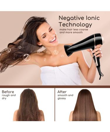Aigostar Professional Ionic Hair Dryer 2400W Negative Ion Hairdryer with Diffuser and Concentrator 3 Heating 2 Speed Settings Cool Shot Button Fast Drying Blow Dryer - Lora 32YWY - Buy Online on GoSupps.com