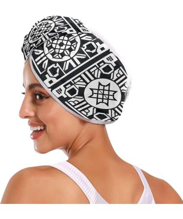 Graffiti Seamless Diagram Hair Towel 2 Pack - Super Absorbent Quick Dry Hair Turbans for Women & Girls - Buy Online on GoSupps.com