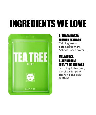 LAPCOS Tea Tree Sheet Mask 5-Pack - Korean Beauty Favorite for Daily Soothing, Acne Treatment, and Pore Clearing - Buy Online on GoSupps.com