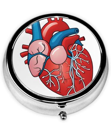 Human Anatomy Heart Chart Mini Round Pill Box | 3 Compartment Pill Organizer for Travel & Home - Buy Online on GoSupps.com