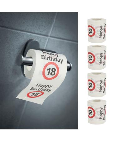 Toilet paper 4er Set "Happy Birthday18" 18.Birthday 24 meters 2-layer 180gr/sqm Klopapier motif paper toilet paper (4 x toilet paper 18)