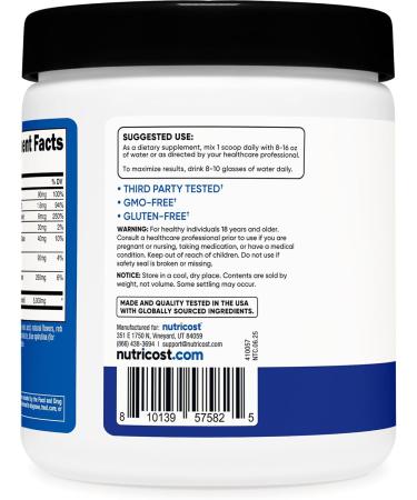 Nutricost Creatine Monohydrate + Hydration Blue Raspberry Flavored (30 Servings) - 7 Vitamins & Minerals 5000mg of Creatine Per Serving - Buy Online on GoSupps.com