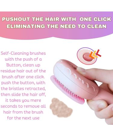 Self Cleaning Cat Grooming Brush - Pink | For Short & Long Haired Cats, Kittens, Puppies, and Rabbits - Buy Online on GoSupps.com