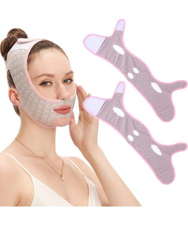 2/3/4 PCS Beauty Face Sculpting Sleep Mask, V Line Lifting Mask Double Chin Reducer, Face Slimming Strap Double Chin Reducer Chin Mask Lift, Reusable V Line Shaping Face Masks, Facial Exerciser (2PCS)