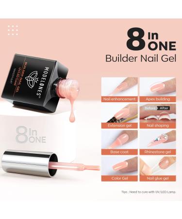 Modelones 8-in-1 Nude Pink Builder Nail Gel - Apricot Pink Hard Gel Strengthener & Extension Gel - Buy Online on GoSupps.com