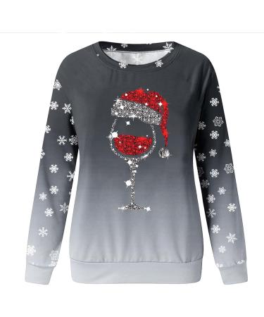 Womens Christmas Sweatshirt Snowman Penguin Print O-Neck Raglan Top - Grey S - Buy Online on GoSupps.com