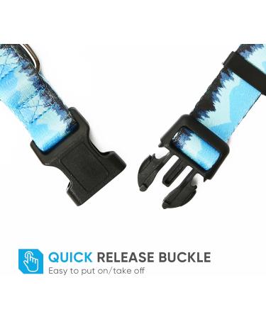 Heele Dog Collar for Small & Medium Dogs | Adjustable Patterned Collars in Azure Blue | Comfort & Durability Size L (40.5-65cm) - Buy Online on GoSupps.com