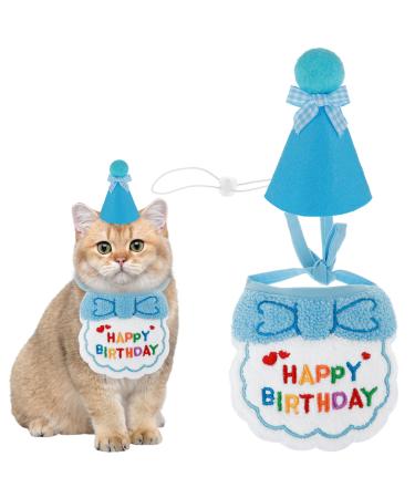 Amaxiu Cute Cat Birthday Scarf Hat Set Small Pet Embroidered Bandana Happy Birthday Decorations Puppy Birthday Party Supplies Kitten Birthday Bandana for Girls Boys - Buy Online on GoSupps.com