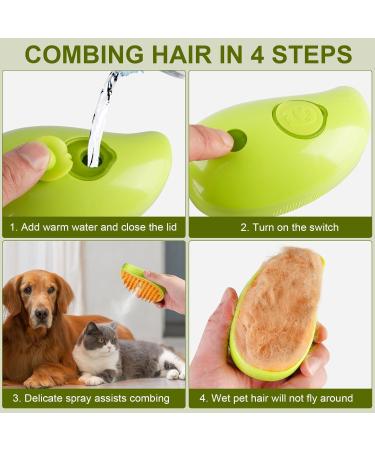 Cat Steam Brush Steamy Cat Brush - 3 in1 Pet Steam Brush Steam Brush for Dogs & Cats Multifunctional Cat Grooming Brush Pet Massage Comb Pet Hair Removal Comb (green) - Buy Online on GoSupps.com