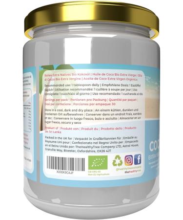 Organic Extra Virgin Coconut Oil for Cooking, Baking, Hair & Skin | 500ml Glass Jar | Cold-Pressed Raw Coconut Oil - TheHealthyTree - Buy Online on GoSupps.com