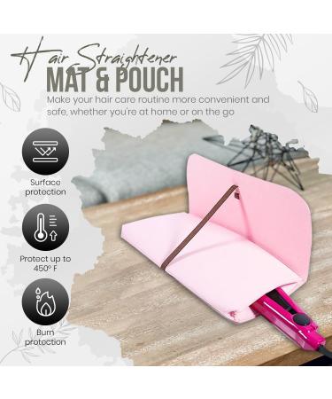 Glamza Hair Straightener Mat & Pouch - Made from Heat Resistant Safety Felt - Ideal for Home & Travel (Pink (Pouchy)) - Buy Online on GoSupps.com
