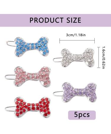 AMIJOUX 5pcs Rhinestone Dog Hair Clips | Stylish Bowknot Grooming Accessories for Small Dogs & Cats - Buy Online on GoSupps.com