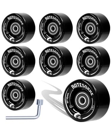 8 Pack 78A Quad Roller Skate Wheels 65 x 36mm with ABEC-9 Bearings Installed for Double Row Skating, Quad Skates Accessories Outdoor/Indoor Use (Black)