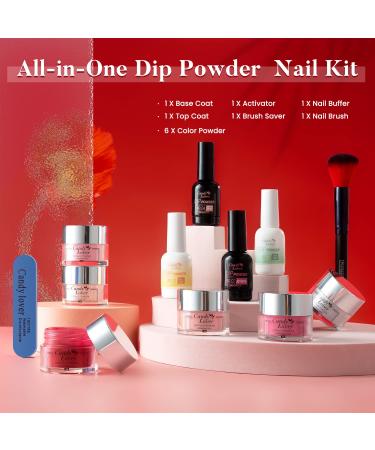 Candy Lover Dip Powder Nail Kit - 6 Colors Dipping System with Base & Top Coat for French Nails Art - DIY Salon Gift for Women - Buy Online on GoSupps.com