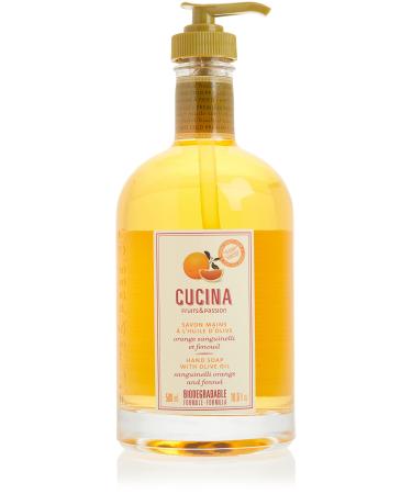 Fruits & Passion  Cucina  Sanguinelli Orange & Fennel Hand Soap  (16.9 fl oz) - Luxury Kitchen Liquid Hand Soap  Vegan  Natural Moisturizing Hand Wash in Glass Hand Soap Dispenser