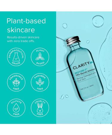 ClarityRx Restore It 7.5% Glycolic Acid Face Serum - Plant Based Exfoliating Treatment - 2 fl oz - Buy Online on GoSupps.com