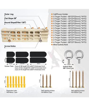 Premium Rock Climbing Hangboard with Jugs, Edges, Slopers, and Pockets - CJ-HB2112BX - Buy Online on GoSupps.com