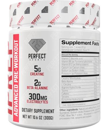 PERFECT SPORTS iPREP Advanced Pre Workout | 5g Creatine 2g Beta Alanine 300mg Electrolytes 320mg Caffeine | Sugar Dye & Gluten Free | 30 Servings (Blue Raspberry) Blue Raspberry 10.6 Ounce (Pack of 1) - Buy Online on GoSupps.com