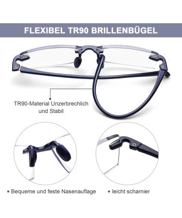 DOOViC Blue Light Filter Reading Glasses - Half Frame & Rimless 1.25x Magnification for Eye Protection - Buy Online on GoSupps.com