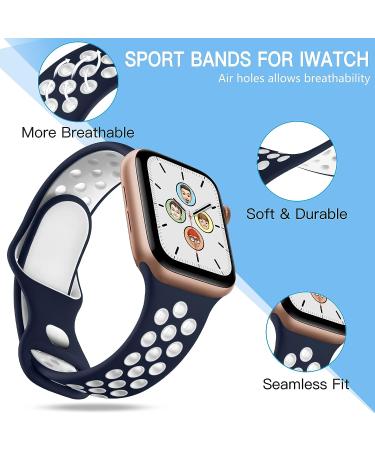 Adorve 4 Pack Sport Bands for Apple Watch 42mm/44mm/45mm/49 - Durable Silicone Replacement Strap for iWatch SE Series 7-1 - Breathable, Soft, and Stylish - S/M M/L Sizes - Blue/White, White/Black, Black/Gray, Red/Black - Buy Online on GoSupps.com