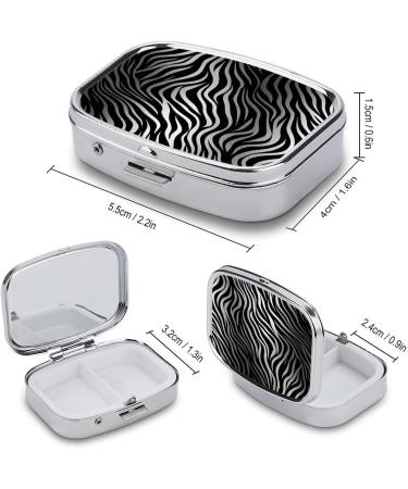 Zebra Print 2-Compartment Pill Box | Portable Decorative Metal Pill Organizer for Pocket & Purse - Buy Online on GoSupps.com