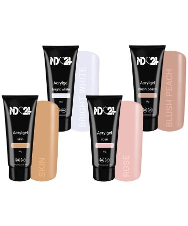 Poly Acryl Gel Tube - Light & Dark Babyboomer - Bright White + Blush Peach + Rose + Skin (4 x 30g)