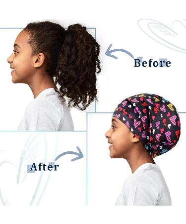 Satin Lined Kids Hair Bonnet for Sleeping - Cute Pattern, Multicoloured - Buy Online on GoSupps.com