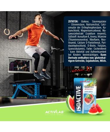 Activlab Isoactive Isotonic Drink with Maca - Electrolyte & B-Vitamins - 20 x 31.5g Watermelon - Practical 500ml Bag - 3x Lab Tested for Optimal Hydration - Buy Online on GoSupps.com