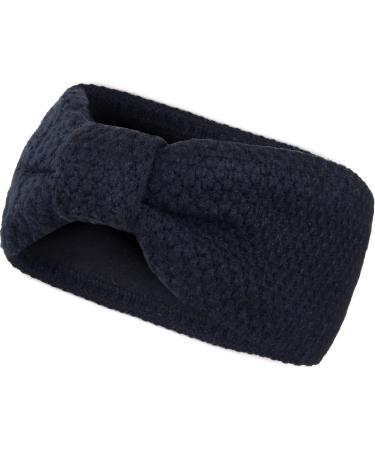 Feeded headband hair band ear warmer for women and girls knitting pattern with loop and soft fleece inner lining SB1019X black