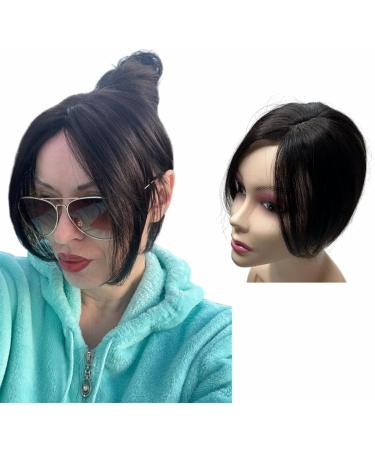 Bangs Bangs Hair Clip in Human Hair Bangs Middle Part Indian Fringe Hairpieces Straight Natural Hair Crown Topper Clip in Top Hairpieces for Women with Thinning Hair for Women Curved Bangs for Daily Dark Brown - Buy Online on GoSupps.com