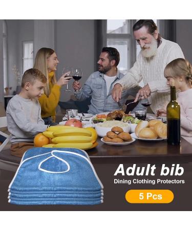 Elderly Bibs Bibs Cloth Protector Waterproof Dining Bibs Bibs with Crumb Catcher Reusable Bibs for Men and Women (5- Pieces) - Buy Online on GoSupps.com