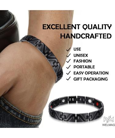 WELMAG WM Mens Magnetic Bracelets Unique Texture Design 3500 Gauss Magnets Arthritis Pain Relief&Carpal Tunnel MagneticTherapy Bracelets with Free Link Removal Tool Halloween Jewelry Gifts - Buy Online on GoSupps.com