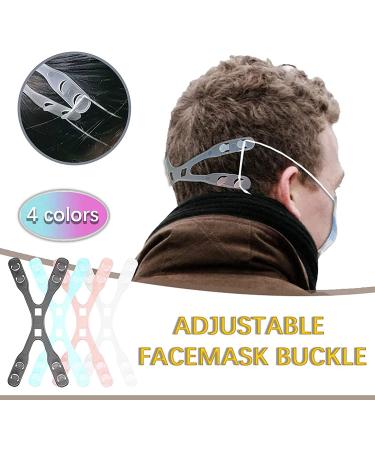 Adjustable Mask Extender Strap - Relieve Ear Pain & Pressure - Anti-Drop Lanyard - Face Mask Holder Hook - Transparent White/Blue/Pink/Black - Buy Online on GoSupps.com