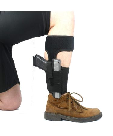 ProudCarry Ultimate Ankle Calf Holster with Calf Strap and Spare Magazine Pouch for Concealed Carry Black 15'' Band Fits Up To 13'' Leg