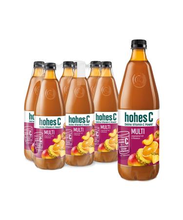 High C multivitamin (6 x 1l) 100% juice apple orange pineapple maracuja mango 9 vitamins without added sugar according to the law vegan with recycled pet