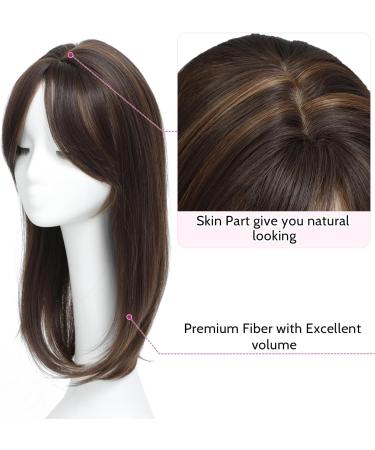 Ms Taj Hair Toppers 18 Dark Brown with Highlights | Long Layered Synthetic Hair Pieces for Women | Clip-in Hair Toppers for Thinning Hair - Buy Online on GoSupps.com
