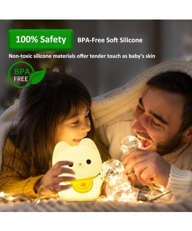 OkiyiD Cat Night Light Fortune Cat Lamp - Touch Control, Rechargeable, Dimmable Bedside Lamp for Nursery - Perfect Cat Gift for Girls and Boys! - Buy Online on GoSupps.com