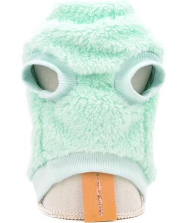 Smalllee Lucky Store Sherpa Fleece Turtleneck Vest for Small Dogs & Cats - Warm Autumn Winter Sweatshirt with D-Ring - XL Green - Buy Online on GoSupps.com