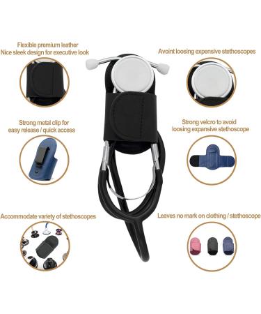 Pink Leather Hip Clip Stethoscope Holder - Durable Holster for Medical Professionals - Buy Online on GoSupps.com