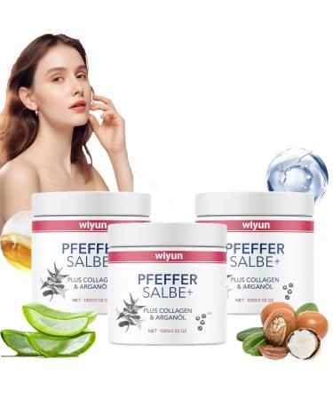 Pepper ointment plus 100g pepper ointment browning pepper ointment for browning rich ointment with plus collages & argan oil immediate effect pepper ointment for the face & against wrinkles anti -fold cream (3PC)