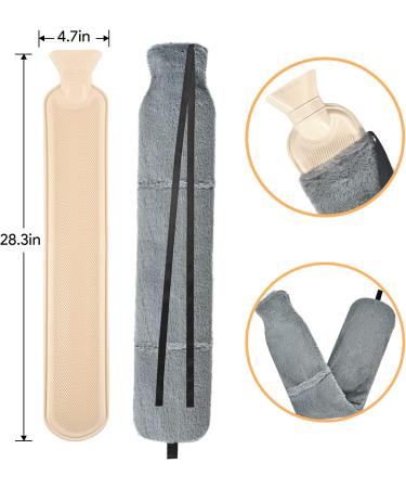 Long Hot Water Bottle 2L with Cozy Cover | Wearable Hot Water Bottle | Dark Grey - Buy Online on GoSupps.com