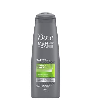 Dove Men + Care 2 in 1 Shampoo & Conditioner deep cleans hair for an invigorating effect Fresh Clean with caffeine and menthol 355 ml Fresh 355 ml (Pack of 1)
