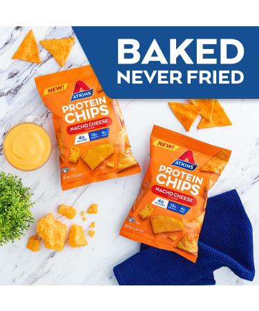 Atkins Nacho Cheese Protein Chips - Keto Friendly, Baked Not Fried - 12 Count - Buy Online on GoSupps.com