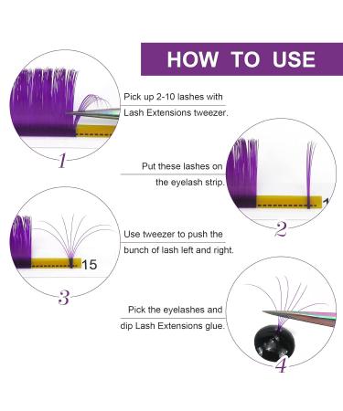 Buy Purple Volume Lash Extensions | Easy Fan Colored Eyelash Extensions - D-0.07 15-20 Mix - Buy Online on GoSupps.com